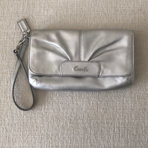 Silver Coach Wristlet